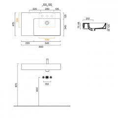 Catalano PREMIUM Раковина 80x47 чаша справа, без отв. под смеситель, покрытие Cataglaze+, цвет белый глянцевый