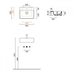 Catalano PREMIUM Раковина 40x32, без отв. под смеситель, покрытие Cataglaze+, цвет белый глянцевый