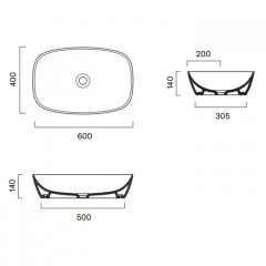 Catalano ALVEA Раковина 60x40 накладная, без отв. под смеситель, покрытие Cataglaze+, цвет белый глянцевый