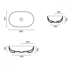 Catalano SFERA Раковина 60x37 h16 накладная, без отв. под смеситель, покрытие Cataglaze+, цвет белый глянцевый