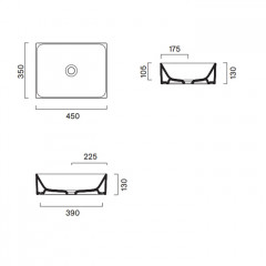 Catalano PREMIUM Раковина 45x35 накладная, без отв. под смеситель, покрытие Cataglaze+, цвет черный матовый