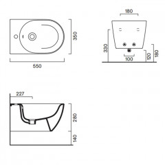 Catalano SFERA Биде подвесное 55x35, с 1 отв. под смеситель, покрытие Cataglaze+, без крепежа, цвет Tortora Satinato