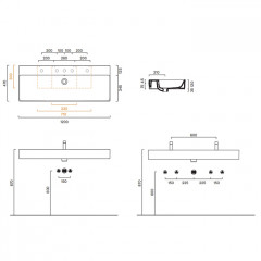 Catalano PREMIUM Раковина 120x47, без отв. под смеситель, покрытие Cataglaze+, цвет белый глянцевый