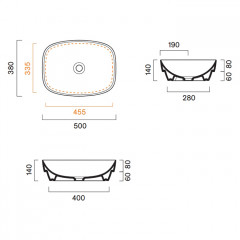 Catalano ALVEA Раковина 50x38 встраиваемая, без отв. под смеситель, покрытие Cataglaze+, цвет Lino Satinato