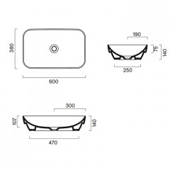 Catalano GREEN Раковина 60x38 h14 встраиваемая, без отв. под смеситель, покрытие Cataglaze+, цвет Sabbia Satinato