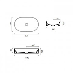 Catalano Zero Раковина настольная 60х35 см, без отв. под смеситель, покрытие Cataglaze+, цвет Cemento Satinato