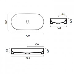 Catalano Zero Раковина настольная. Без перелива. 70x35 h12см, без отв. под смеситель, покрытие Cataglaze+, цвет белый глянцевый