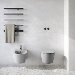 Catalano Zero Унитаз подвесной 55x35, безободковый, смыв Tornado, покрытие Twinglaze+, без крепежа, цвет Cemento Satinato