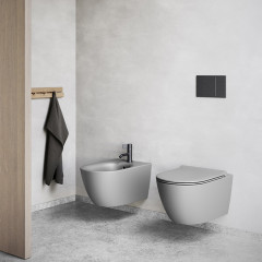 Catalano SFERA Унитаз подвесной 55x35, безободковый, смыв Tornado, покрытие Twinglaze+, без крепежа, цвет Cemento Satinato