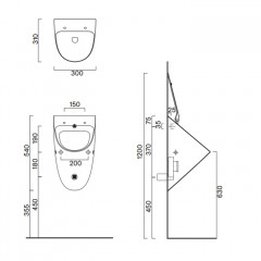 Catalano Писсуар c отв. под крышку Rimless 54x30 , покрытие Cataglaze+, цвет белый глянцевый
