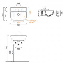 Catalano ITALY Раковина 50x40, с 1 отв. под смеситель, покрытие Cataglaze+, цвет белый глянцевый