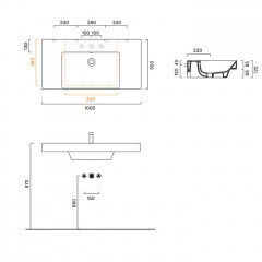 Catalano ZERO Раковина 100x50 чаша в центре, с 1 отв. под смеситель, покрытие Cataglaze+, цвет белый глянцевый
