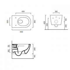 Catalano SFERA Унитаз подвесной 55x35, безободковый, смыв Tornado, покрытие Twinglaze+, без крепежа, цвет Cemento Satinato
