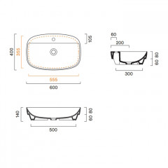 Catalano ALVEA Раковина 60x40 встраиваемая, с 1 отв. под смеситель, покрытие Cataglaze+, цвет белый глянцевый