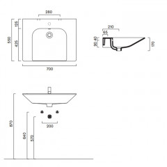 Catalano COMFORT Раковина 70x55, с 1 отв. под смеситель, покрытие Cataglaze+, цвет белый глянцевый
