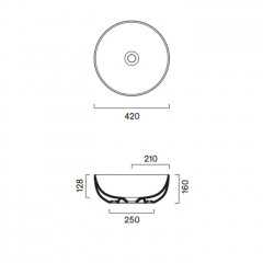 Catalano SFERA Раковина 42 h16 накладная, без отв. под смеситель, покрытие Cataglaze+, цвет белый глянцевый