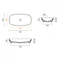Catalano ALVEA Раковина 75x40 встраиваемая, без отв. под смеситель, покрытие Cataglaze+, цвет белый глянцевый