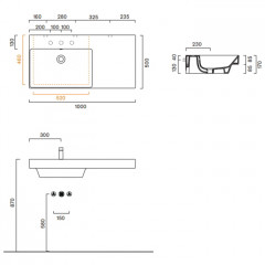 Catalano ZERO Раковина 100x50 чаша слева, с 1 отв. под смеситель, покрытие Cataglaze+, цвет белый глянцевый