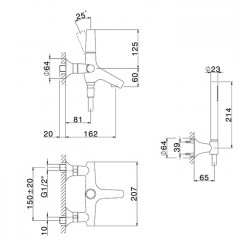 CISAL Vita Смеситель для ванны с душевым комплектом (шланг, ручной душ 1 режим, дерджатель), цвет хром