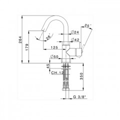 CISAL Less New Смеситель однорычажный для раковины 1 отверстие без донного клапана, цвет хром