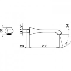 CISAL Cherie Излив настенный 200 мм для ванны, цвет золото (акция на товар из наличия)