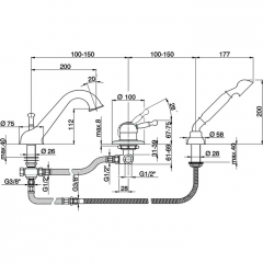 CISAL Arcana Royal Смеситель однорычажный на борт ванны на 3 отверстия,излив 200 мм, цвет бронза