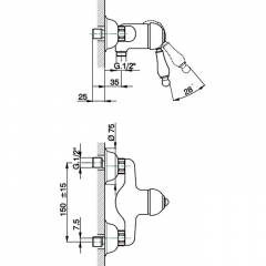 CISAL Arcana Empress Смеситель однорычажный настенный для душа, цвет бронза