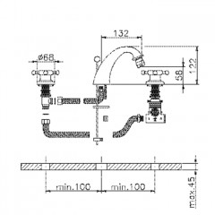 HUBER Victorian Смеситель термостатический для биде на 3 отверстия с донным клапаном, цвет никель матовый (акция на товар из наличия)
