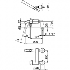 CISAL Cherie Смеситель на борт ванны однорычажный, с душевым комплектом, цвет золото/черный