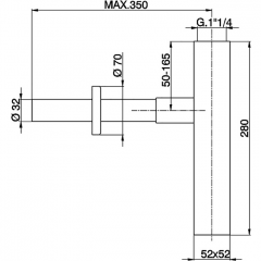 CISAL Сифон 1";1/4, цвет хром