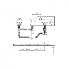 HUBER Victorian Смеситель термостатический для раковины на 3 отверстия с донным клапаном, цвет хром (акция на товар из наличия)