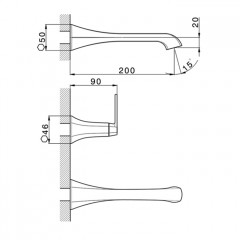 CISAL Внутренняя часть смесителя на 3 отверстия из стены для раковины