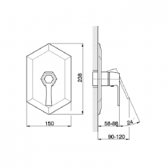 CISAL Cherie Внешняя часть встраиваемого однорычажного смесителя для душа, цвет золото/черный матовый