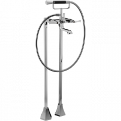 CISAL Cherie Смеситель напольный двухвентильный для ванны с ручной лейкой, держателем и шлангом 150 см, цвет хром/черный матовый