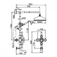 HUBER Victorian Настенная душевая система:термостат для душа,верхний душ,ручной душ с держателем и шлангом, цвет бронза (акция на товар из наличия)
