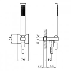 CISAL Shower Душевой гарнитур:ручная лейка,шланг 150 см,вывод с держателем, цвет черный матовый