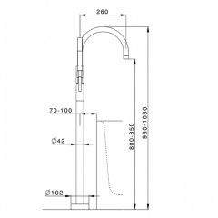 CISAL Less New Внешняя часть напольного смесителя для ванны с ручным душем со шлангом 150 см, цвет черный матовый (без внутр части ZA00451004)