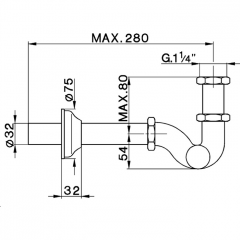 CISAL Сифон 1";1/4 S-образный, цвет хром