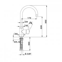 CISAL LESS NEW Смеситель для раковины на 1 отверстие, однорычажный, с поворотным изливом, цвет черный матовый