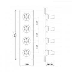 CISAL Vita Смеситель термостатический вертикальный встраиваемый для душа 3-х функциональный (без встраиваемой части ZA01V300), цвет хром