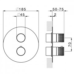 CISAL X32 Смеситель термостатический на 3 выхода, цвет Brushed Stainless Steel (без внутр части ZA018201)