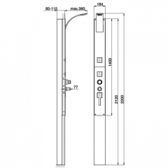 CISAL Wave Душевая панель с термостатическим смесителем, верхней и ручной лейками, форсунками, цвет хром