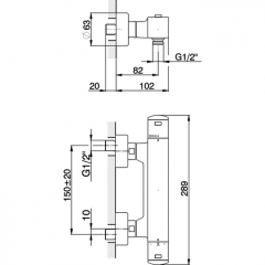 CISAL Roadster Смеситель термостатический настенный для душа, цвет хром