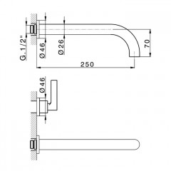 CISAL Grace Смеситель настенный для раковины на 3 отв, внешняя часть, цвет Brushed Gold
