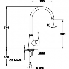 CISAL Смеситель однорычажный на 1 отверстие для кухни,с поворотным изливом 193 мм, цвет хром