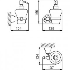 HUBER Croisette Дозатор подвесной, цвет никель матовый/керамика
