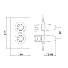 CISAL Vita Смеситель встраиваемый термостатический для душа 3 выхода, цвет хром