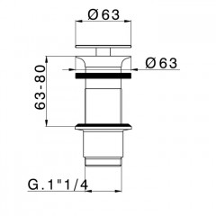 CISAL Донный клапан 1";1/4 для раковин без перелива, цвет хром