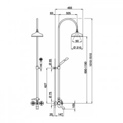 CISAL Arcana Настенная душевая система:смеситель для ванны/душа,верхний душ,ручной душ с держателем и шлангом, цвет хром