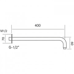 CISAL Xion Держатель верхнего душа настенный L400 мм, цвет нержавеющая сталь